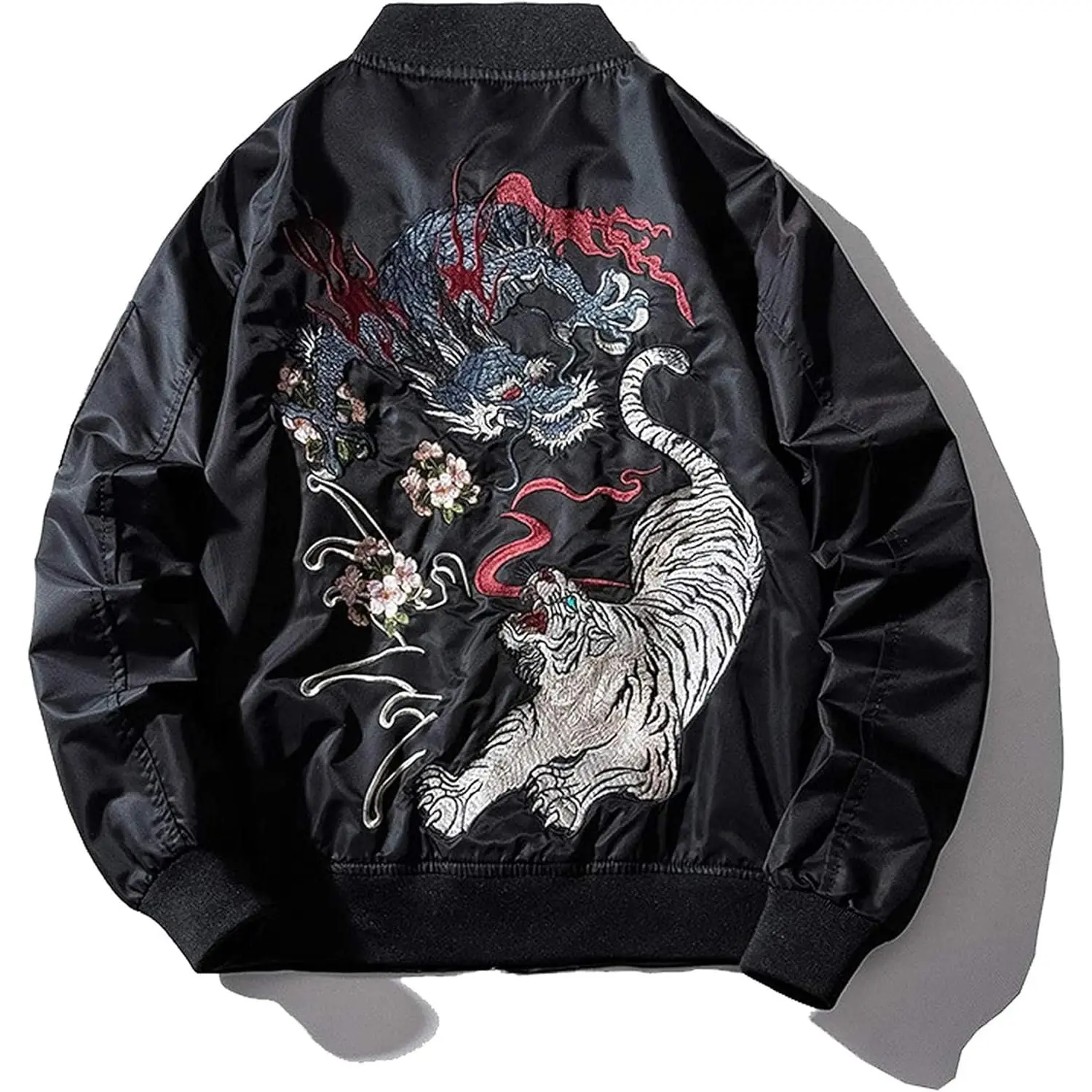 XYXIONGMAO Japanese Dragon Tiger Hip Hop Clothing Men's Bomber Jacket Oversized Street Windbreaker Flying Streetwear Leather Biker Jacket Fashion Lightweight Jacket Outdoor Casual Modern Jacket