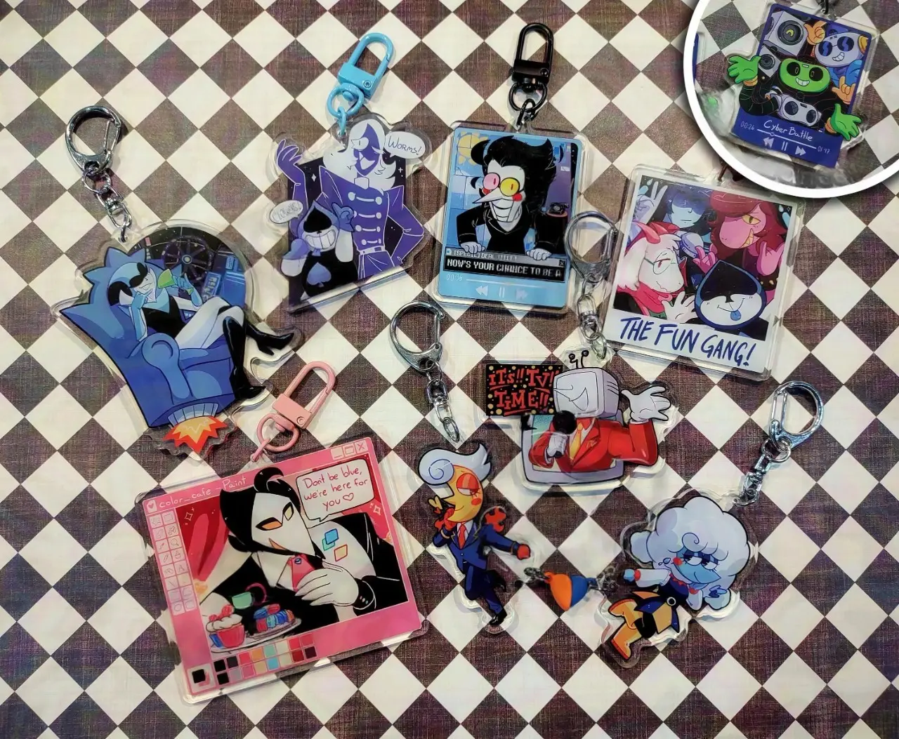 Deltarune Acrylic Charms - Fun Gang, Queen, Rouxls, Lancer, Swatch, Spamton, Tenna, deltarune, kris, ralsei, lancer, susie, acrylic charm, keychain, queen, swatch, rouxls kaard, spamton, cozylittleartshoppe, tenna