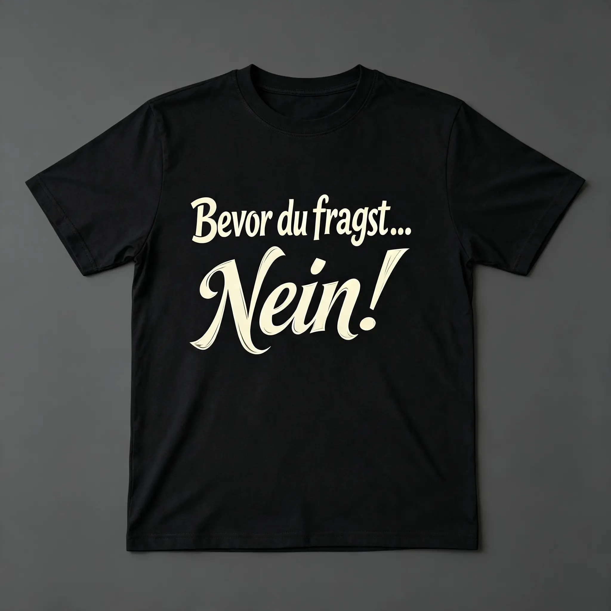 Women Bevor du fragst... Nein! German Slogan Graphic T-Shirt, Crew Neck Casual Short Sleeve Tee