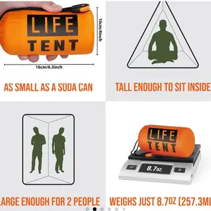 Portable Tent, Waterproof Rainproof Folding Tent with Whistle & Paracord for Outdoor Camping Hiking, Valentine's Day Gift