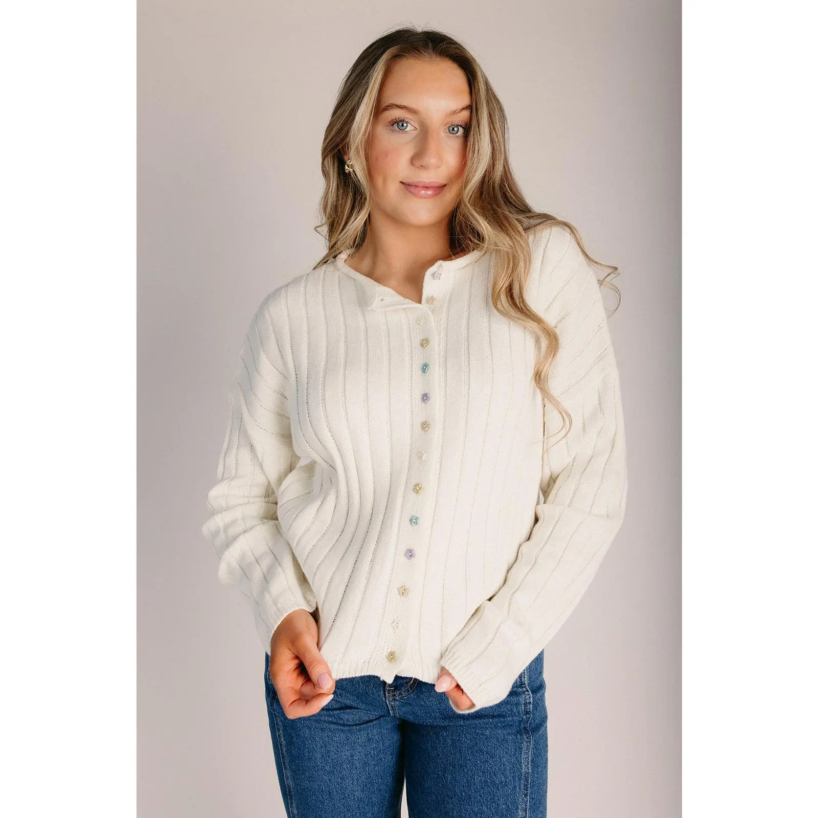 The Rothman Button-Up Cardigan in Snow