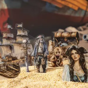 Pirate Ship Pattern Sticker, 20 Sheets/bag Scrapbooking & Journal Making Material Paper, DIY Decorative Sticker, Funny Stickers for Stationery Computer Water Bottle