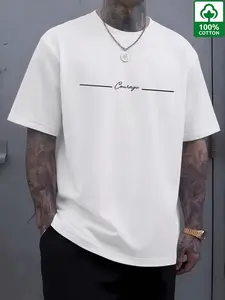 Men's 100% Cotton Courage Minimalist Script Graphic Tee, Oversized Casual Streetwear T-Shirt, Slim-Fitting Long Top Without Zipper