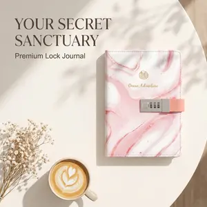 Diary with Lock, Pink Ocean Adventure A5 Leather Hand Journal, College Ruled Lined Paper Refillable Planner Notebook, Creative Stationery Supplies, Ideal Mother's Day Birthday Gift for Mom, Teacher, Daughter and Teen Girls