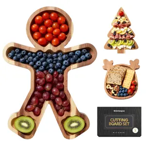 Summervibes WELSTEEPSE [Limited Stock] 3-Piece Antibacterial Wooden Cheese Board Set, Irregular Form Unique Shape Charcuterie Trio with Stainless Steel Tools for Kitchen Chopping & Serving, Gift-Ready Luxury Food Tray