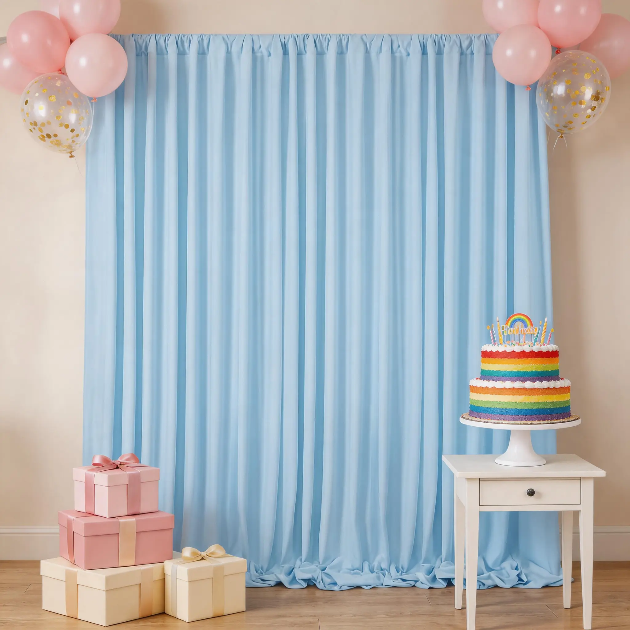 Baby Blue Backdrop Curtains 2 Panels 5x10ft, Soft Flowing Polyester Drapes for Wedding Ceremony, Birthday Party, Thanksgiving, Halloween, Christmas Decoration