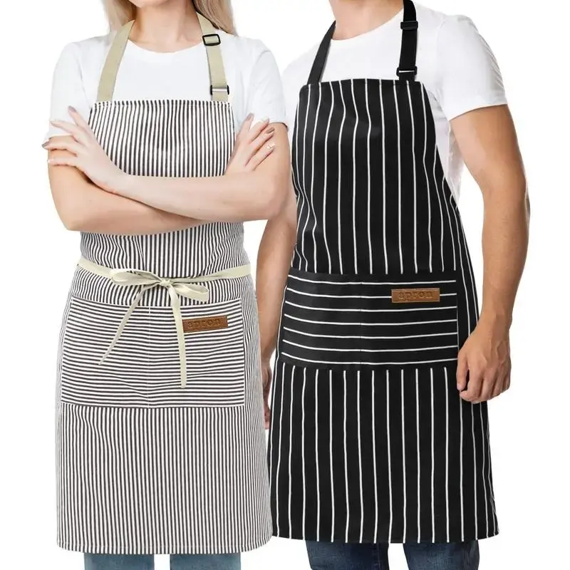 Premium Kitchen Cooking Aprons for Women and Men - Adjustable Chef Apron with 2 Deep Pockets | Home Cooking Barbecue Baking Art Painting Gardening | Great Gift for Chefs Cooks Bakers with 2 PCs Multicolor Unisex Bib Apron Cotton Waist Apron tiktokshopspri