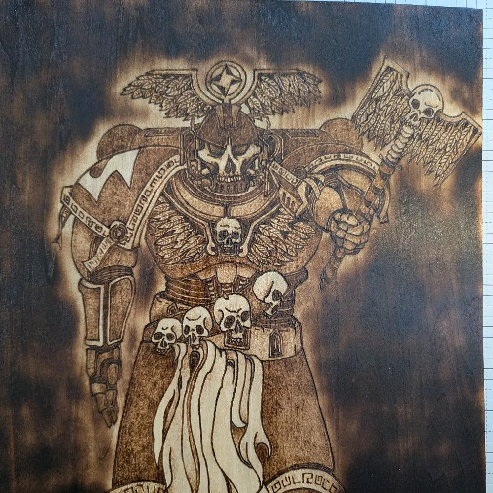 Warhammer pyrography artwork