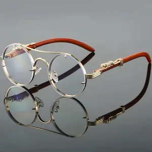 Vintage Round Sunglasses Men Fashion Double Bridge Clear Gold Shades Retro Trendy Luxury Design Sun Glasses