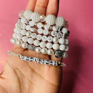 White beaded bracelets