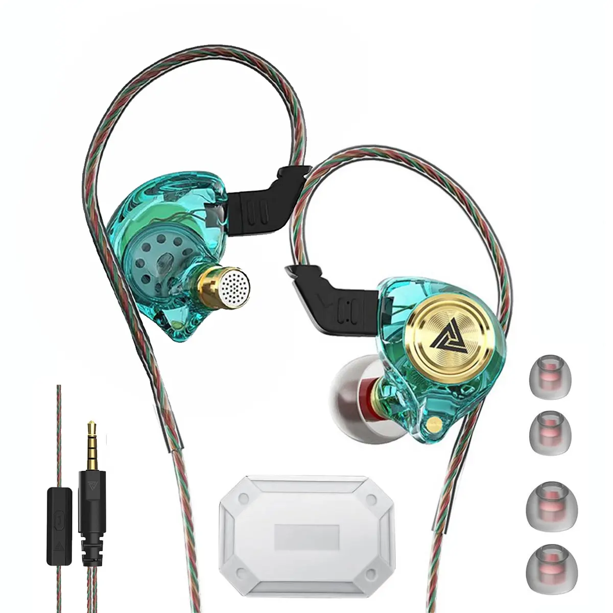 QKZ AK3 High-Fidelity Wired IEM Earphones with Mic - Wired In-Ear Gaming Headphones, Subwoofer, Noise Reduction Earphones, 3D Stereo Audio, Durable TPE Cable for Gaming & Music (Electronic Earbud)