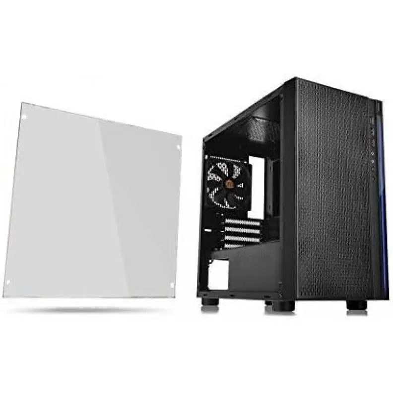 Thermaltake Versa  Micro ATX Mini Tower PC Gaming Case with Tempered Glass Side Panel High Airflow Mesh Design Black SPCC Computer Chassis