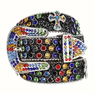 Y2K Colourful Rhinestone Belt - Punk Cowgirl Glitter Belt for Women | Crystal Gemstone Waist Chain, Perfect with Jeans/Dress/Parties beercaps jas  good  belt goth  belt vintage style pu leather belt