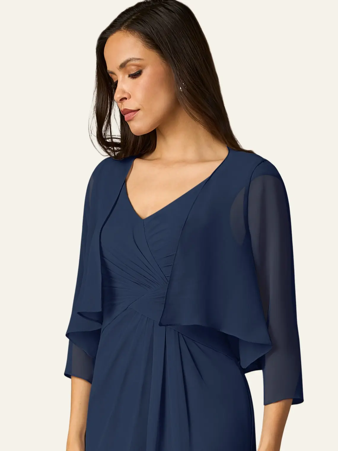 Azazie Fisher Cropped Sheer Draped Sleeve Wedding Bridesmaid Formal Chiffon Shawl