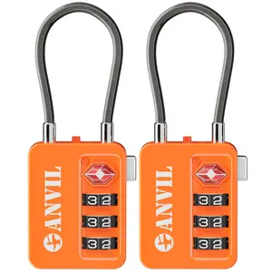 ANVIL TSA Locks for Luggage with Search Alert: Durable Cable Combination Locks, TSA Approved - Secure Travel Locks for Suitcases, Backpacks
