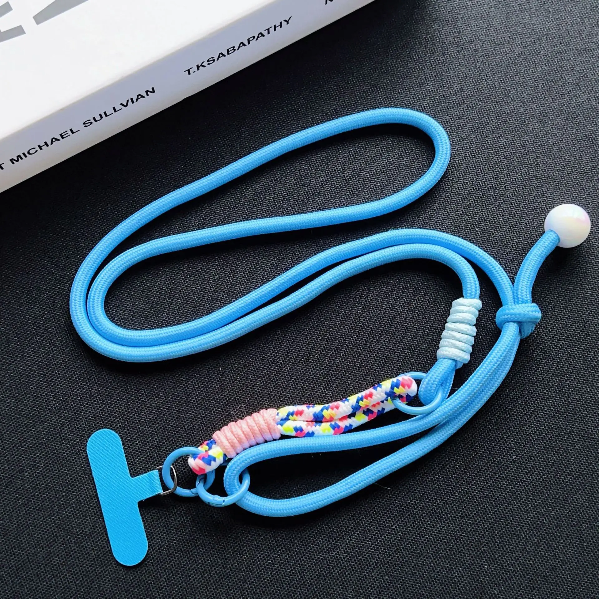 Clear sky blue pearl lanyard