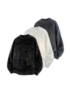 CCCMAI Unisex Plush Crewneck Sweater Regular Fit Casual Long Sleeve Knit Pullover Fashion Menswear Top for Fall Winter Daily Wear Halloween Stylish Jumper Knitwear Outdoorfun