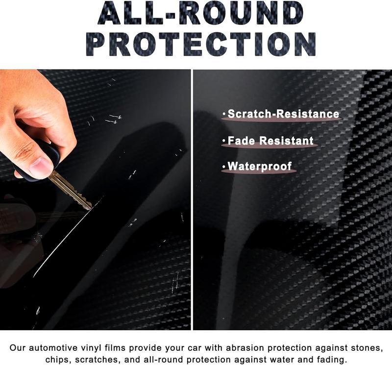 12"x120" (1FT x 10FT) 6D Carbon Fiber Textured High Gloss Vinyl Wrap Auto Car Sticker Decal Film Sheet Bubble Free Air Release Technology With Tool Kit