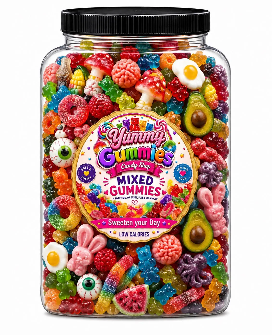 Personalize Mixed of Yummy Gummies 5 lb Bag/Jar