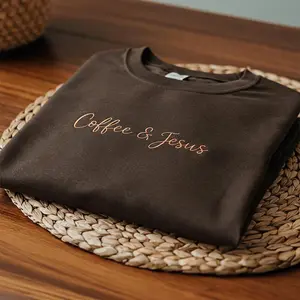 Coffee And Jesus Embroidered Sweatshirt, Christian Women Crewneck, Mother Day Gift
