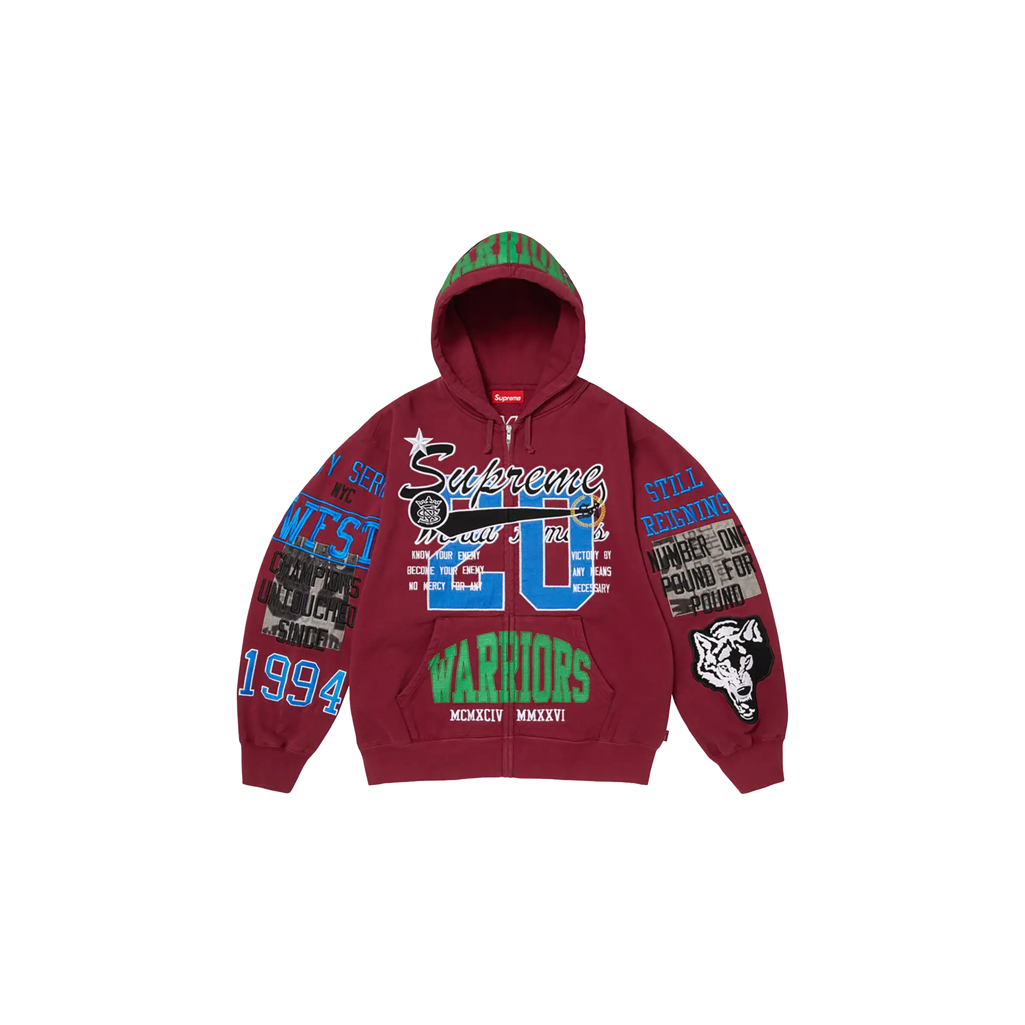 Warriors Appliqué Zip Up Hooded Sweatshirt "SS26 - Cardinal" SU27599