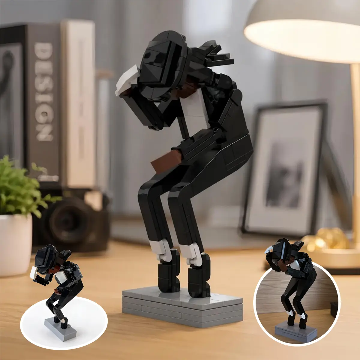 Michael Jackson Plastic Man Building Block Figure, Classic Dance Movable Pose DIY Brick Model with Movable Joints, Unisex Collectible Desk-Shelf Decor, Gift for Ages 8–10 Michael Jackson Fans