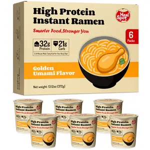 Healspot High Protein Instant Ramen – 32g Plant-Based Protein per Cup, Non-Fried, Low Carb, Vegan & Keto-Friendly (Golden Umami Flavor, 6 Pack)