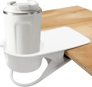 Drinking Cup Holder Clip, Desk Drink Holder with Clip for Water, Soda, Coffee Mug (White)