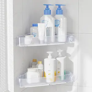 Shower  Corner, 2 Pack Adhesive Corner Shower Shelves for Bathroom Organizers and Storage, Rust Free Plastic Rack for Bathroom Accessories & Decor,