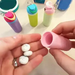 14pcs/set Trendy Bottle Keychain, Miniature Water Cup Keychain with Detachable Storag, Lip Balm Holder Key Ring for Backpack