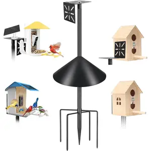 Bird Feeder Pole with  Baffle & Bath-Heavy Duty Adjustable 3-6.6ft  Stand Mount for Backyard&Outdoor Bird Houses/Cameras (80" Pole-Baffle)