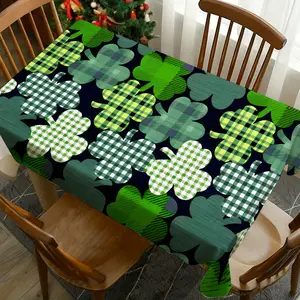 1 pc St Patrick's Day Shamrock Print Tablecloth, Perfect for Picnics, Camping, Weddings, Birthdays, Restaurants, Self-Serve Buffets, Picnic Table Cover