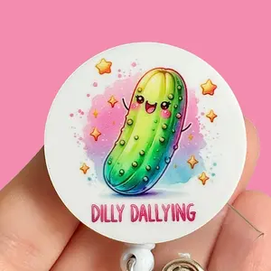 Glitter My Badge This Dilly Dallying pickle nurse badge reel for nurse and hospital workers. Badge clip Badge pull - Retractable swivel clip with a 360 rotation. Great gift for coworker.