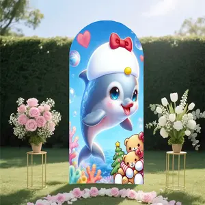 【Arch Backdrop】Adorable dolphin print arch backdrop (stand not included), suitable for weddings, parties, themed fall events - no electricity required