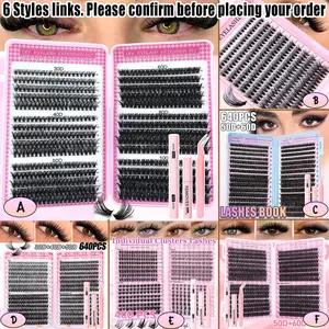 High Capacity False Eyelash Set, D Curl Fluffy Lashes, Mixed Length, Non-Toxic, DIY Extension, Perfect for Daily Use, Parties, Travel