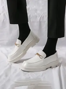 Men's Luxury Metal Chain Loafers, Thick Sole Oxford Shoes, British Style Slip-On Leather Shoes, Available in and