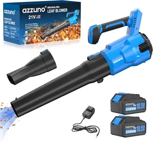 AZZUNO Cordless Brushless Leaf Blower – 580CFM 3-Speed Electric Blower with 2×4.0Ah Batteries, 120MPH Turbo Power for Lawn, Patio & Snow Removal