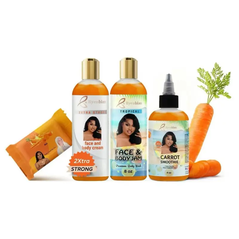 BYENBLAN Glow Boost Carrot Fruit Face & Body Cream - Unisex Extra-Strong Moisturizing Formula for Smoothness, Nourished Skin with Tropical Scent | Daily Bath & Body Care Product, Hydrating Set, Daily Care