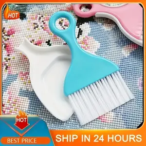 Diamond Painting Cleaning Brush Kit, DIY Embroidery Drill Sweep Accessory, Easy-Grip Handheld Dustpan Tool, Multi-Color Brush Heads, Storage Tray, Diamond Painting Kits