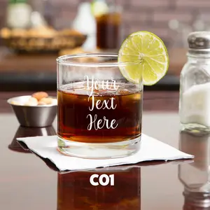 YOUR OWN TEXT IN WHISKEY GLASS- BEST PERSONALIZED GIFT -  Glass Cup - Custom Drinking Glasses -