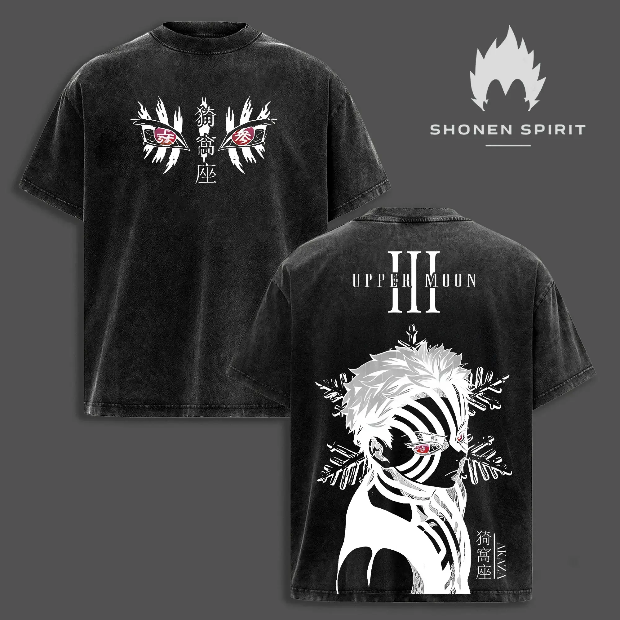 Akaza Upper Rank 3 Graphic Tee, Vintage Washed Oversized Shirt, Manga Villain Demon Slayer Cotton T-Shirt