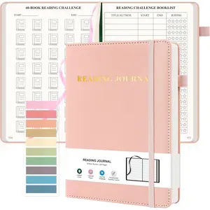 Reading Journal for Book  - PU Leather Book Journal with Reading Log & Review Pages for Readers, Accessories with Sticky Tabs, Pen Holder, Ribbon Bookmarks, 5.6" x 8.3",