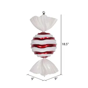 Vickerman M153103 18.5" Red-White Striped Wave Candy Christmas Ornament
