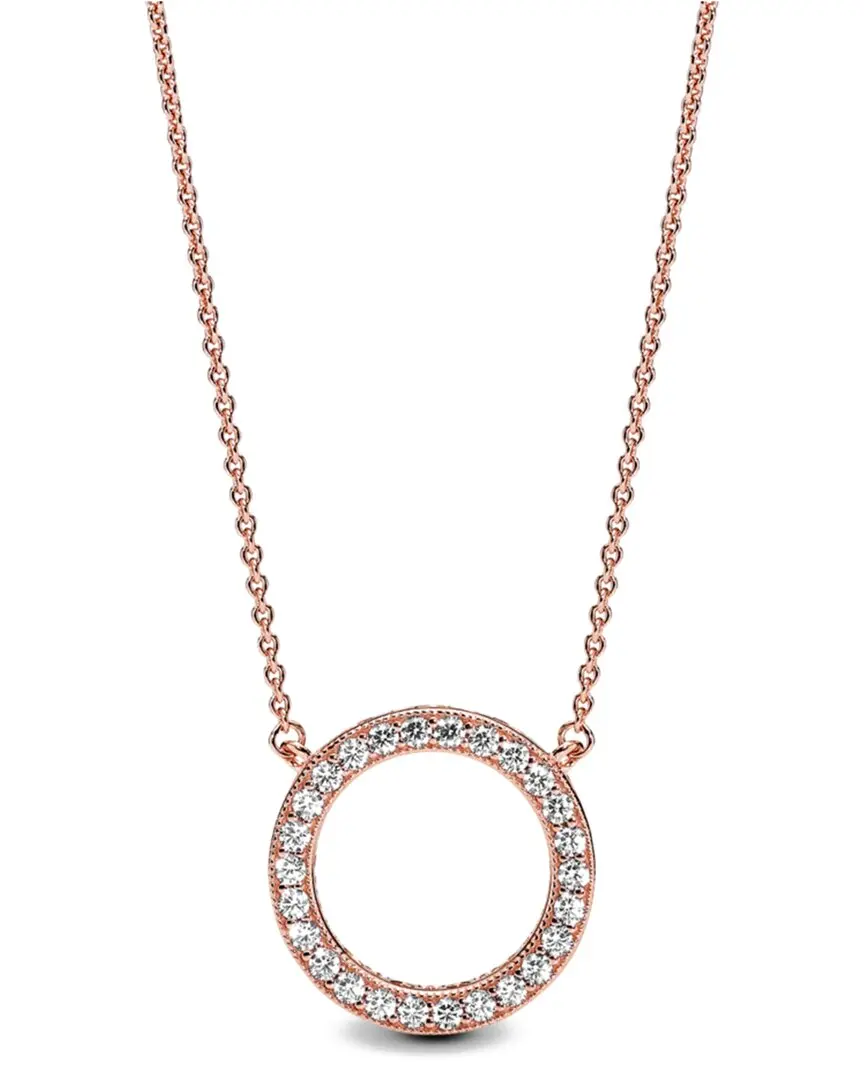 Pandora Signature 14K Rose Gold Plated CZ Circle of Sparkle Necklace