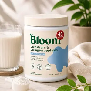 Bloom Nutrition Natural Edible Colostrum & Collagen Peptides Dietary Powder Supplement, 0.64 lbs Unflavored, for Gut Health, Immune Support, Skin Care