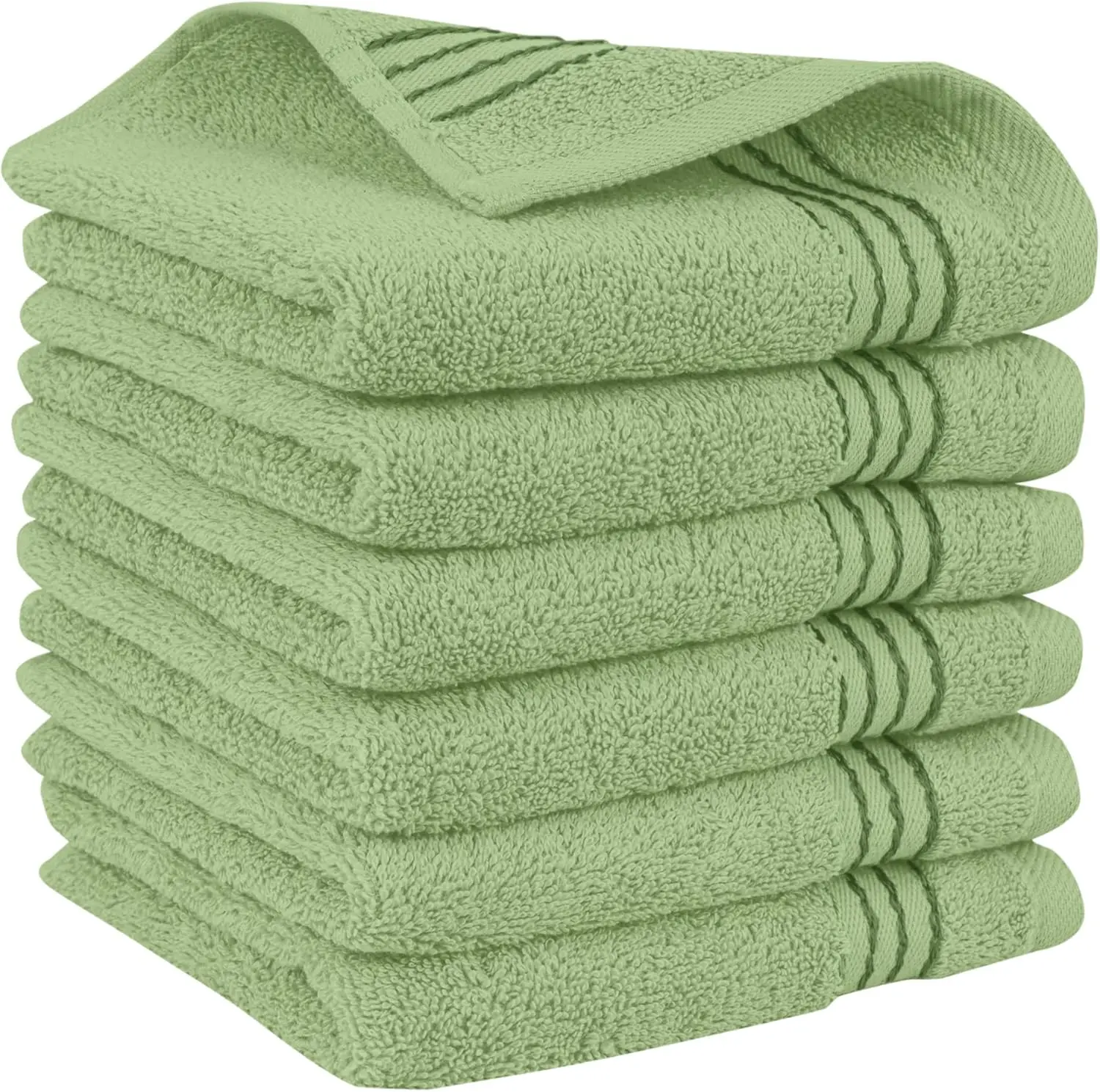 Mocassi 6-Piece Turkish Cotton Three-Line Popcorn Washcloths Set, Hotel Premier Quality, 13in x 13in