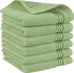 Mocassi 6-Piece Turkish Cotton Three-Line Popcorn Washcloths Set, Hotel Premier Quality, 13in x 13in