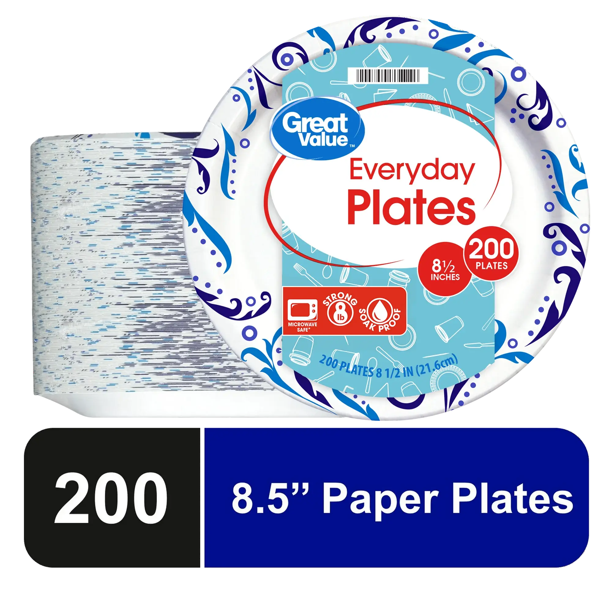 200 Count Everyday Disposable Paper Plates, 8.5"