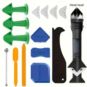 15-Piece Silicone Gap Filler Tool Set, Stainless Steel Head, Plastic Material, No Power Required, Ideal for DIY Home Repair Projects