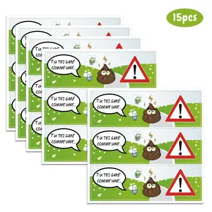 15pcs French Parking Violation Warning Stickers, Strong Adhesive, Difficult to Remove, Windshield Window Body Decals, Decal for Cars